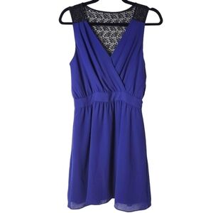 BCBG GENERATION BLUE & BLACK LACE BACK DRESS SIZE 4